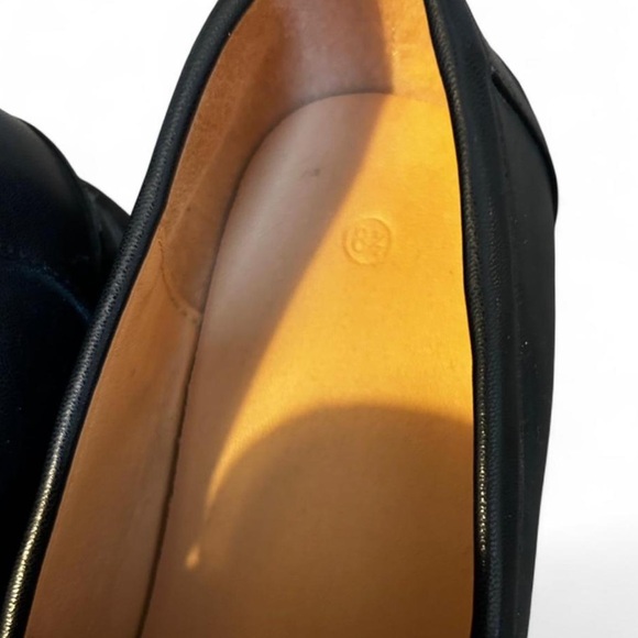 Chic Black Leather Loafers with Gold Buckle Size 8.5 - Picture 5 of 5